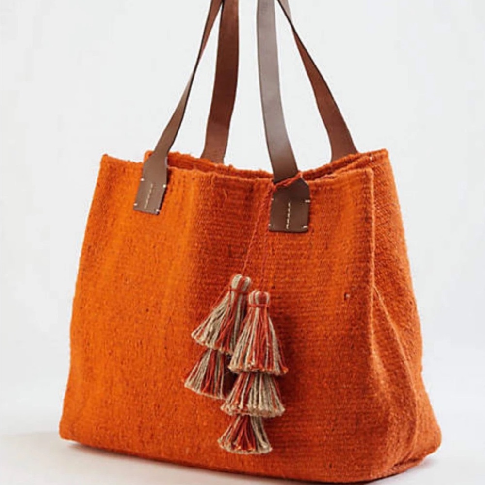 J. Jill Vibrant Orange Shoulder Bag Zinnia jute bag